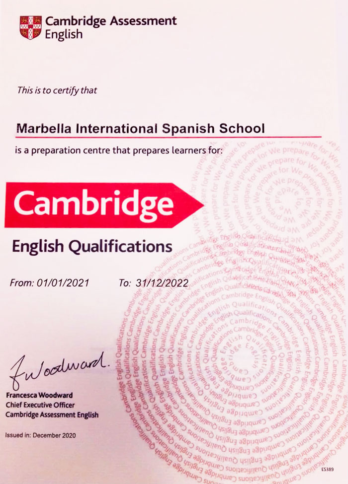 English cambridge preparation center in Marbella Miss languages